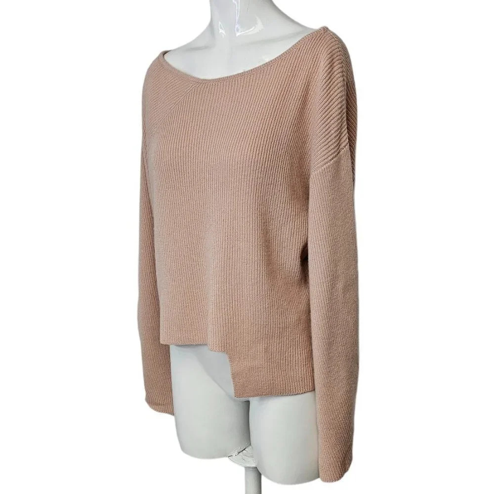 PINKO Asymmetrical Wool Cashmere Ribbed Sweater Pink Size Small - Picture 3 of 9